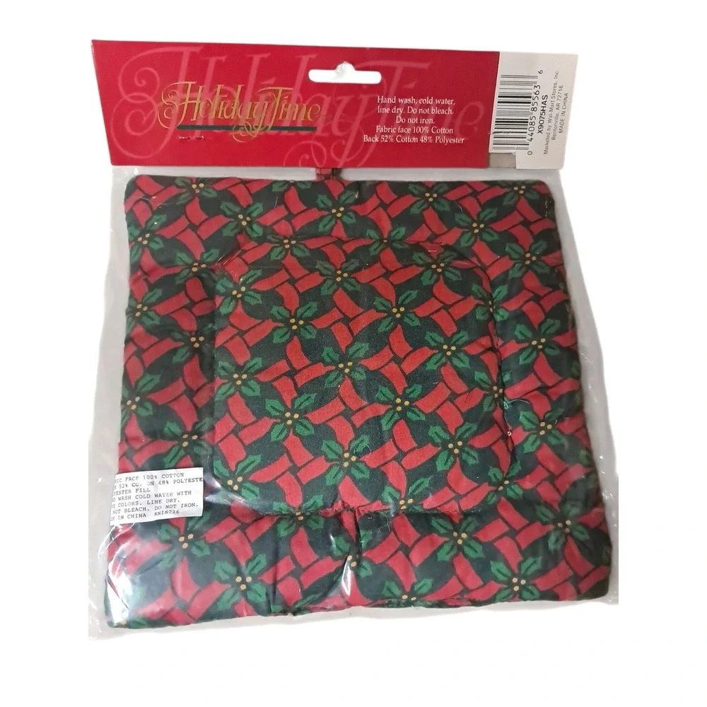 VTG Christmas Potholder Quilted Poinsettias Scented Vanilla